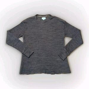 Tribe Kelley Sweatshirt Womens Small Brown Long Sleeves Oversized Thermal Waffle